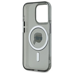 Karl Lagerfeld KLHMP15XHLSKIK iPhone 15 Pro Max 6,7" juodas/ juodas kietasis dėklas IML metalinė Karl Head MagSafe