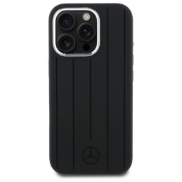 Mercedes MEHMP16L23SUVSK iPhone 16 Pro 6.3" juodas/ juodas kietas dėklas Silikoninės vertikalios toninės juostelės MagSa...