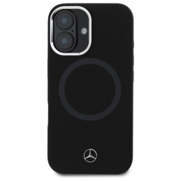 Mercedes MEHMP16S23SUTTK iPhone 16 6,1 colio juodas/ juodas kietas silikoninis tonalinis logotipas MagSafe