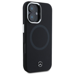 Mercedes MEHMP16S23SUTTK iPhone 16 6,1 colio juodas/ juodas kietas silikoninis tonalinis logotipas MagSafe