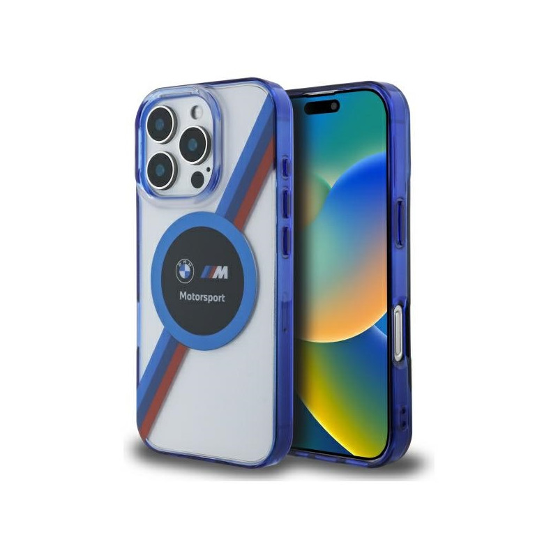 BMW BMHMP16X23HTPUT iPhone 16 Pro Max 6,9" permatomas kietas dėklas Motosport IML Circle MagSafe