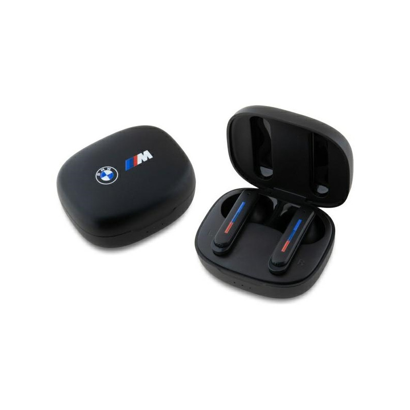 BMW BMBEMIATP20LOK TWS Bluetooth ausinės + prijungimo stotelė juoda/ juoda Spausdinti logotipai