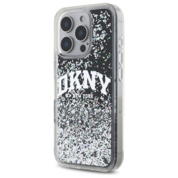 DKNY DKHCP16LLBNAEK iPhone 16 Pro 6,3" juodas/ juodas kietasis dėklas Liquid Glitter Arch Logo