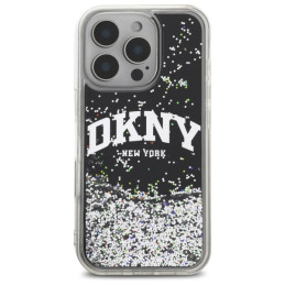 DKNY DKHCP16LLBNAEK iPhone 16 Pro 6,3" juodas/ juodas kietasis dėklas Liquid Glitter Arch Logo