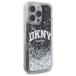 DKNY DKHCP16LLBNAEK iPhone 16 Pro 6,3" juodas/ juodas kietasis dėklas Liquid Glitter Arch Logo
