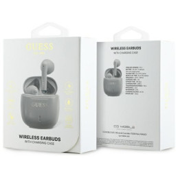 Guess Bluetooth ausinės GUTWSJ14ESGE TWS + prijungimo stotelė taupe Printed Classic Logo