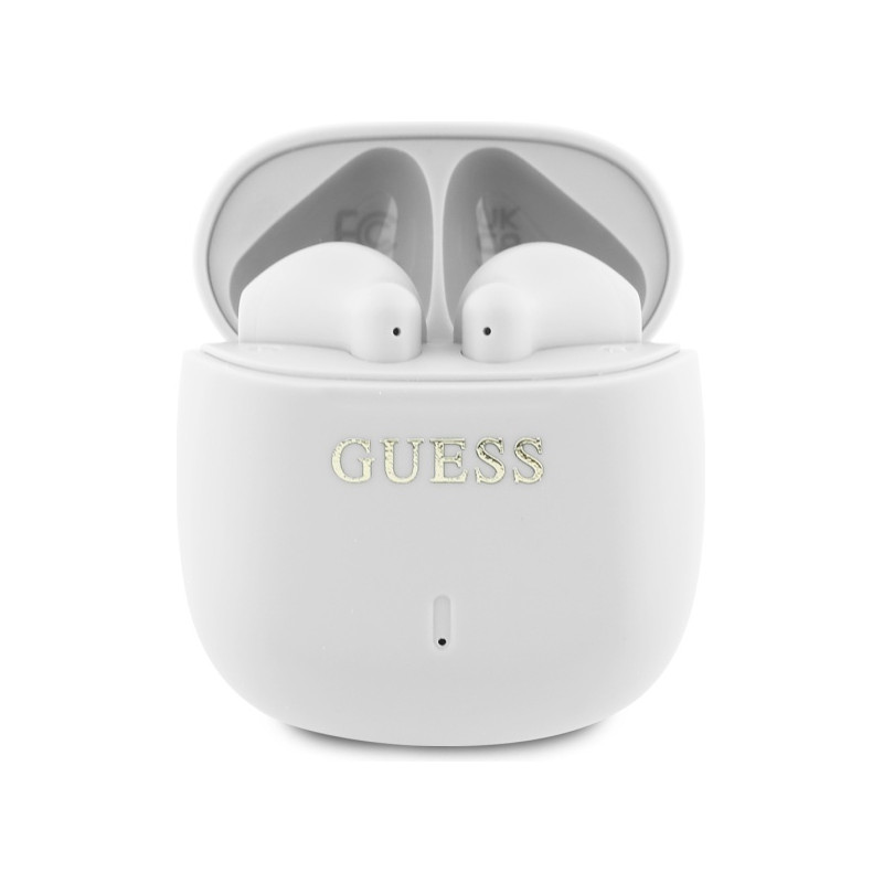 Guess Bluetooth ausinės GUTWSJ14ESGH TWS + prijungimo stotelė balta/ balta Spausdintas klasikinis logotipas