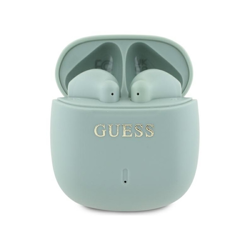 Guess Bluetooth ausinės GUTWSJ14ESGN TWS + prijungimo stotelė žalia/ žalia Atspausdintas klasikinis logotipas