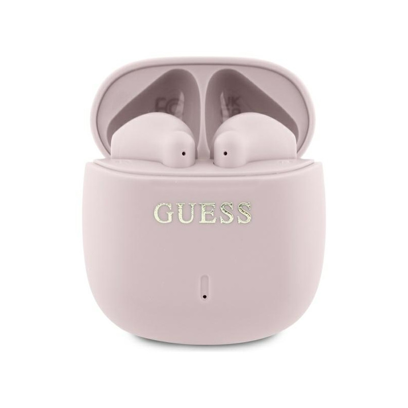 Guess GUTWSJ14ESGP TWS „Bluetooth“ ausinės + prijungimo stotelė rožinės/ rožinės spalvos spausdintas klasikinis logotipa...