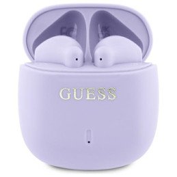 Guess Bluetooth ausinės GUTWSJ14ESGU TWS + prijungimo stotelė violetinė/ violetinė spausdintas klasikinis logotipas