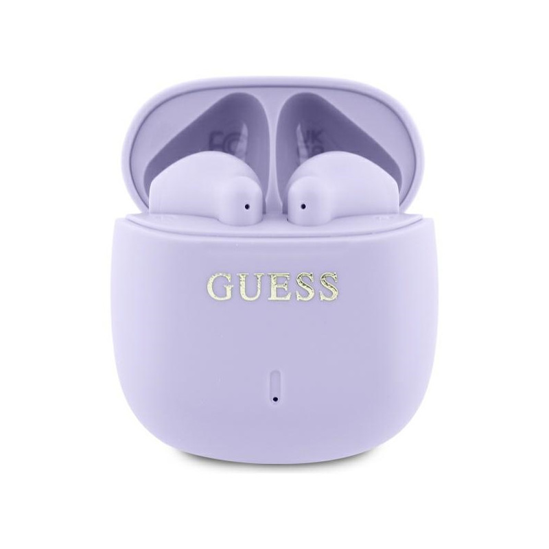 Guess Bluetooth ausinės GUTWSJ14ESGU TWS + prijungimo stotelė violetinė/ violetinė spausdintas klasikinis logotipas