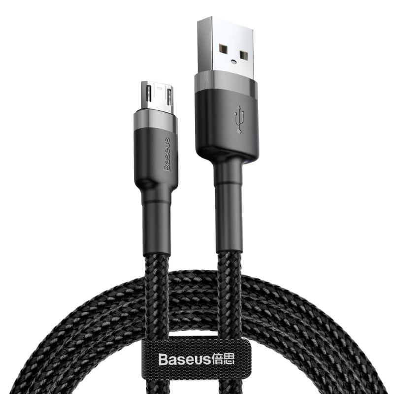 „Baseus Cafule“ laidas CAMKLF-CG1 USB-A / micro USB 1.5A 2 m - juodai pilkas