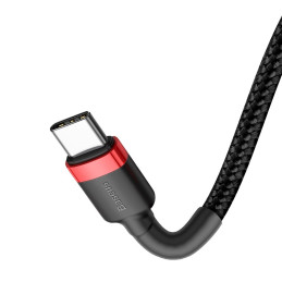 „Baseus CATKLF-H91“ USB-C – USB-C PD QC kabelis 60W 3A 480Mb/ s 2m – juodai raudonas