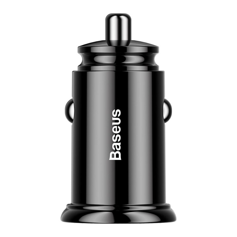 „Baseus“ apvalus išmanusis automobilinis įkroviklis 2x USB QC3.0 greitas įkrovimas 3.0 SCP AFC 30W juodas (CCALL-YD01)