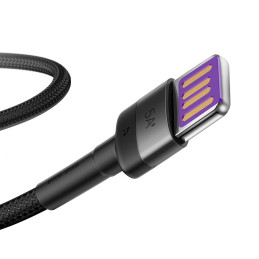 Baseus Cafule laidas USB C tipo „SuperCharge“ 40 W greito įkrovimo 3.0 QC 3.0 1 m pilkas-juodas (CATKLF-PG1)