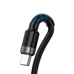Baseus Cafule laidas USB C tipo „SuperCharge“ 40 W greito įkrovimo 3.0 QC 3.0 1 m pilkas-juodas (CATKLF-PG1)