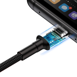 Baseus Cafule laidas USB C tipo „SuperCharge“ 40 W greito įkrovimo 3.0 QC 3.0 1 m pilkas-juodas (CATKLF-PG1)