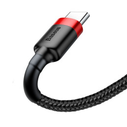 Baseus Cafule kabelis patvarus nailono kabelis USB / USB-C QC3.0 2A 3M juodas-raudonas (CATKLF-U91)