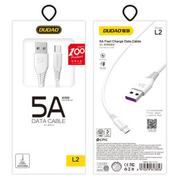 Dudao USB / USB C tipo laidas 5A 2m baltas (L2T 2m baltas)