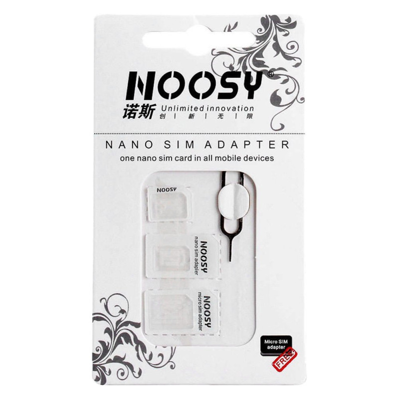 Noosa SIM kortelės adapterių rinkinys + baltas raktas
