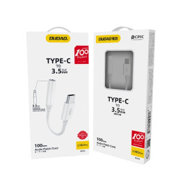 „Dudao L16C Pro“ USB-C į 3,5 mm mini lizdą jungiantis garso adapteris – baltas