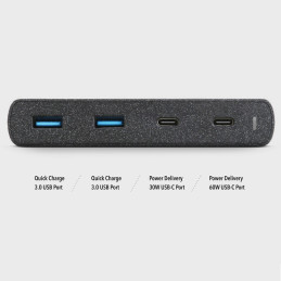 ŠAKOTĖLIS UNIQ Surge LITHOS Collective 90W 2xUSB-A QC 3.0 / 2xUSB-C PD 3.0 - juodas