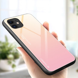 Grūdinto stiklo dėklas „iPhone 12 Mini“ su gradientiniu stiklu, rožinis