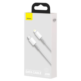 „Baseus CATLGD-02 Lightning“ – USB-C PD laidas 20W 480Mb/ s 1m – baltas
