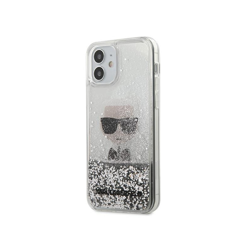 „Karl Lagerfeld Ikonik Liquid Blizgučių dėklas, skirtas „iPhone 12 Mini“ – sidabrinis