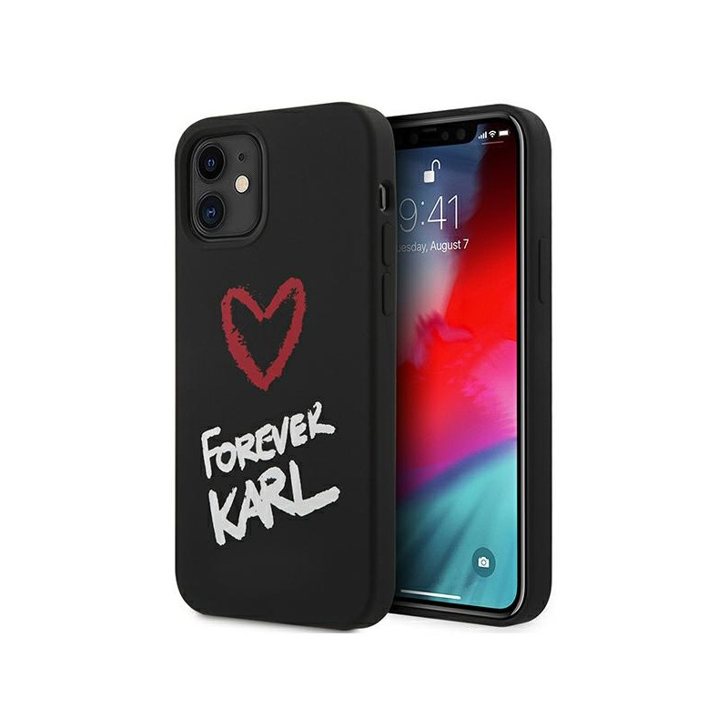 „Karl Lagerfeld“ silikoninis „Forever Karl“ dėklas, skirtas „iPhone 12 mini 5.4“ – juodas