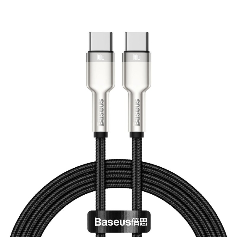 „Baseus Cafule“ serijos metalinis duomenų USB-C / USB-C PD QC SCP 100W 5A 1 m kabelis - juodas