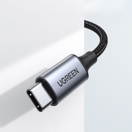 Ugreen stereo garso kabelis AUX 3.5mm mini lizdas - USB Type-C telefonui, planšetiniam kompiuteriui, 1m, juodas (CM450 2...