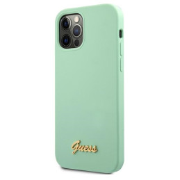 „Guess“ metalinis logotipo dėklas iPhone 12 Pro Max 6.7" telefonui – žalias