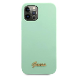 „Guess“ metalinis logotipo dėklas iPhone 12 Pro Max 6.7" telefonui – žalias