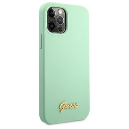 „Guess“ metalinis logotipo dėklas iPhone 12 Pro Max 6.7" telefonui – žalias