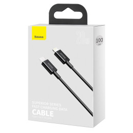 „Baseus Superior Series USB-C / Lightning PD“ 20 W 1 m laidas – juodas