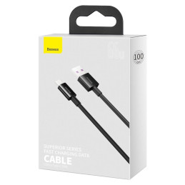 „Baseus Superior“ USB laidas - USB C tipo 66W (11V/ 6A) „Huawei SuperCharge SCP“ 1m juodas (CATYS-01)