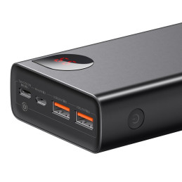 „Baseus Adaman“ nešiojamoji baterija, 2x USB / 1x USB C tipo / 1x micro USB, 20000mAh, 65W, greitas įkrovimas 3.0, juoda...