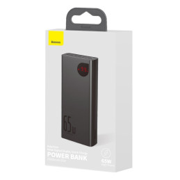 „Baseus Adaman“ nešiojamoji baterija, 2x USB / 1x USB C tipo / 1x micro USB, 20000mAh, 65W, greitas įkrovimas 3.0, juoda...