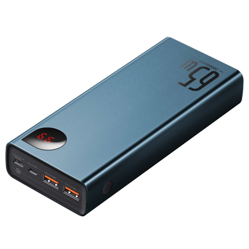 „Baseus Adaman“ nešiojamoji baterija, 2x USB / 1x USB C tipo / 1x micro USB, 20000mAh, 65W, greitas įkrovimas 4.0, maiti...