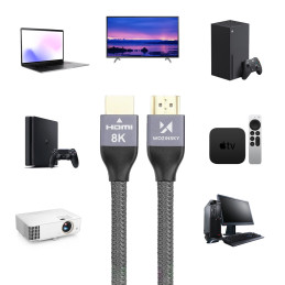 „Wozinsky“ HDMI kabelis 2.1 8K 60 Hz 48 Gbps / 4K 120 Hz / 2K 144 Hz 5 m sidabrinis (WHDMI-50)
