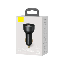 „Baseus Superme“ greitas automobilinis įkroviklis USB / USB C tipo 100 W PPS greito įkrovimo maitinimo šaltinis, juodas ...