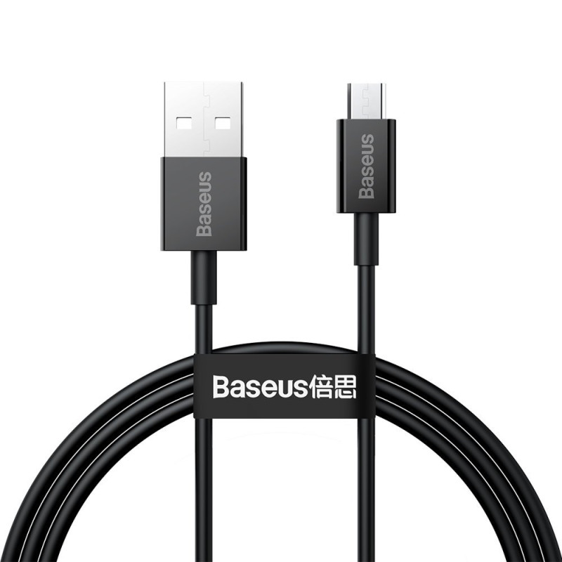„Baseus Superior USB-A“ / „micro USB 2A“ laidas, 1 m, juodas