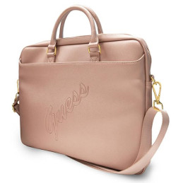 „Guess Saffiano Script“ 16 colių nešiojamojo kompiuterio krepšys – rožinis