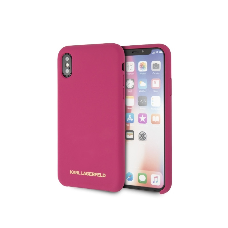 Karl Lagerfeld silikoninis iPhone X/ Xs dėklas – fuksijos spalvos