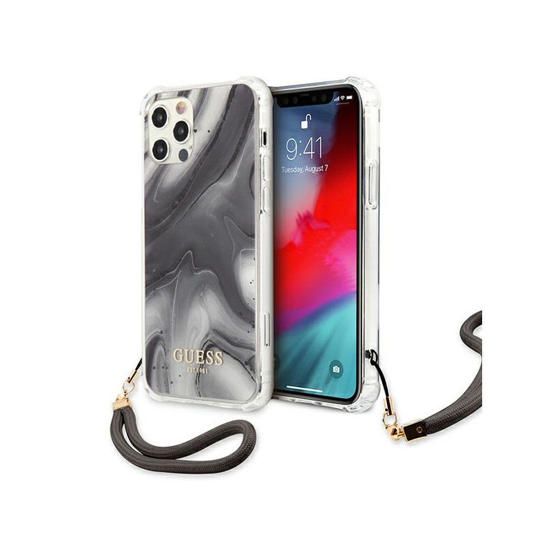 „Guess Marble Collection“ iPhone 12 / iPhone 12 Pro dėklas – pilkas