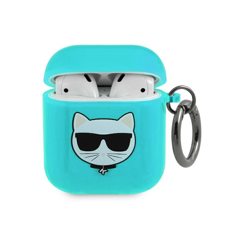 Karl Lagerfeld „Choupette“ dėklas, skirtas „AirPods 1/ 2“ ausinėms – mėlynas