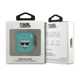 Karl Lagerfeld „Choupette“ dėklas, skirtas „AirPods 1/ 2“ ausinėms – mėlynas