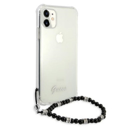 „Guess“ juodo perlo dėklas, skirtas iPhone 11 6.1" / Xr - skaidrus