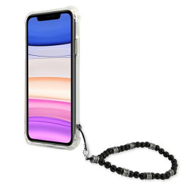 „Guess“ juodo perlo dėklas, skirtas iPhone 11 6.1" / Xr - skaidrus